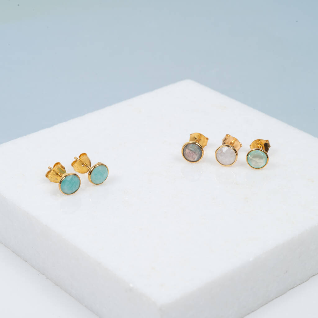 Savanne Gemstone And Gold Plated Stud Earrings By Auree Jewellery