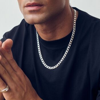 Sterling Silver Curb Chain Necklace 8mm 22 Inches, 2 of 4
