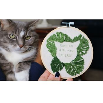 Plant Lady Is The New Cat Lady Embroidery Hoop, 6 of 6