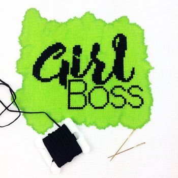 'Girl Boss' Modern Cross Stitch Mini Kit, 2 of 4