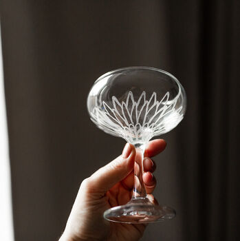 Dahlia Inspired Personalised Coupe Glass, 5 of 8