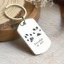 Stainless Steel Personalised Dogtag Keyring With Paw Prints, thumbnail 3 of 6