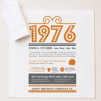 Personalised 50th Birthday 1976 Handkerchief Pair, 5 of 12