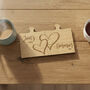 Personalised Couples Coaster Set With Hearts, Engraved Jigsaw Wooden Coaster, thumbnail 6 of 6