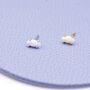 Sterling Silver Tiny White Opal Marquise Stud Earrings, thumbnail 2 of 10