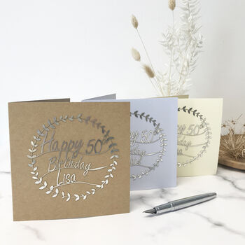 Personalised 50th Garland Papercut Card, 5 of 11