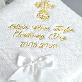Personalised Christening Blanket With Bow, 4 of 10
