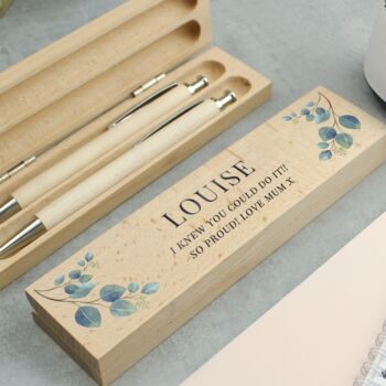 Personalised Botanical Wooden Pen And Pencil Set, 3 of 3
