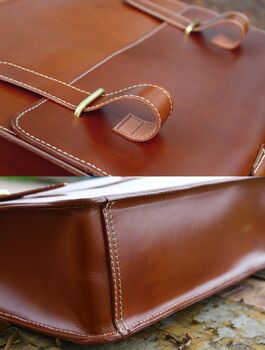 Handcrafted Tan Leather Laptop Bag Gift For Him, 6 of 10