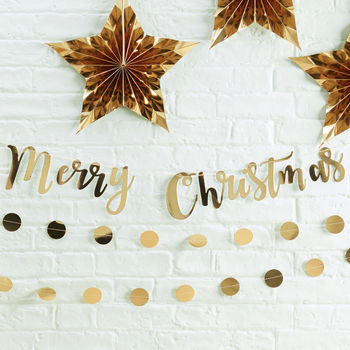 gold foiled merry christmas bunting by ginger ray | notonthehighstreet.com