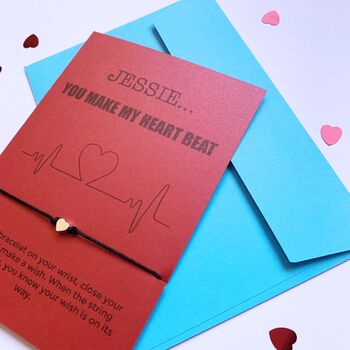 Personalised Anniversary Heart Card With Wish Bracelet, 2 of 9