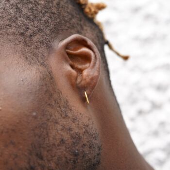Mens Gold Plated Thin 13mm Hoop Earrings Mens Earrings, 4 of 9