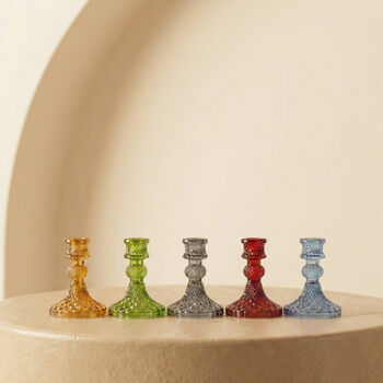 Vintage Colourful Glass Candle Holder Home Decor Gift, 2 of 7