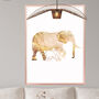 Gold White Elephant No Two Silhouettes Wall Art Print, thumbnail 1 of 5