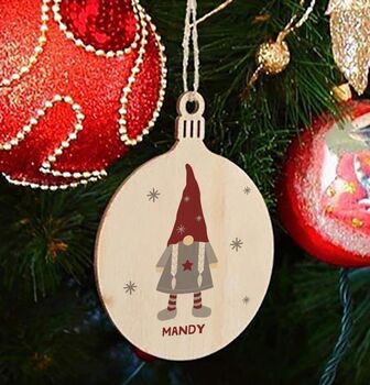 Personalised Christmas Gonk Wooden Bauble, 9 of 10