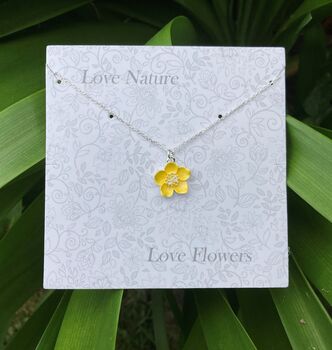 Buttercup Yellow Flower Delicate Pendant Necklace, 3 of 4