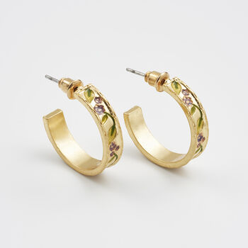 Blackberry Bramble Gold Hoop Earrings, 2 of 7