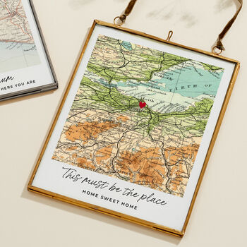 Personalised Father's Day Stitched Heart Map Print, 2 of 3