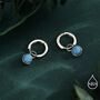Sterling Silver Dangling Blue Turquoise Hoop Earrings, thumbnail 2 of 11