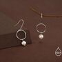 Genuine Freshwater Pearl And Circle Dangle Drop Earrings In Sterling Silver, thumbnail 4 of 11