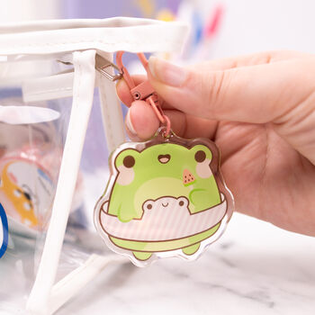Cute Frog Acrylic Keyring Or Keychain, 2 of 3