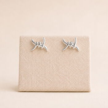 Sterling Silver Barbed Wire Stud Earrings – 7mm X 9mm, 2 of 6