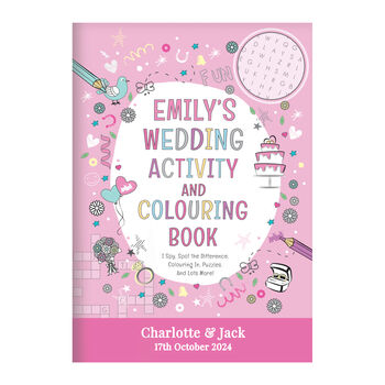 Personalised Pink A4 Wedding Activity And Colouring Book For Kids, 6 of 7