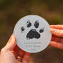 Personalised Pet Paw Print And Message Glass Drink Coaster, thumbnail 1 of 2