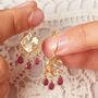 Citrine And Ruby Gold And Silver Dangly Drop Earrings, thumbnail 2 of 11