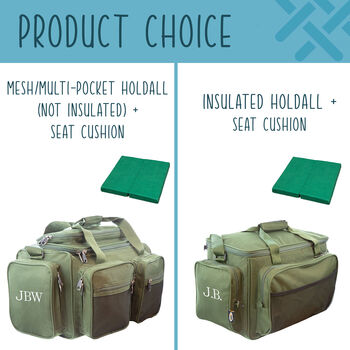Personalised Insulated Fishing Holdall Set With Foldable Cushion, 7 of 11