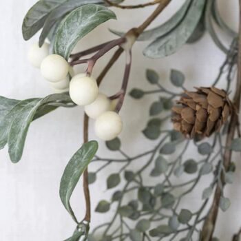 White Berry Spray With Frosted Leaves, 3 of 7