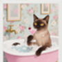 Your Own 'Cat In The Bath With Cocktail' Wall Art Print | Customise To Your Own Cat And Cocktail, thumbnail 3 of 6
