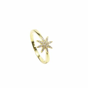 Small Star Sun Rings, Cz , Gold Vermeil On 925 Silver, 6 of 10