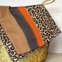 Taupe And Orange Leopard Print Border Scarf, thumbnail 3 of 3