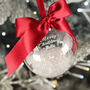 Round Glass Merry Christmas Message Snow Filled Tree Bauble Decoration, thumbnail 2 of 7