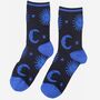 Women's Bamboo Socks Black Blue Celestial, thumbnail 1 of 3