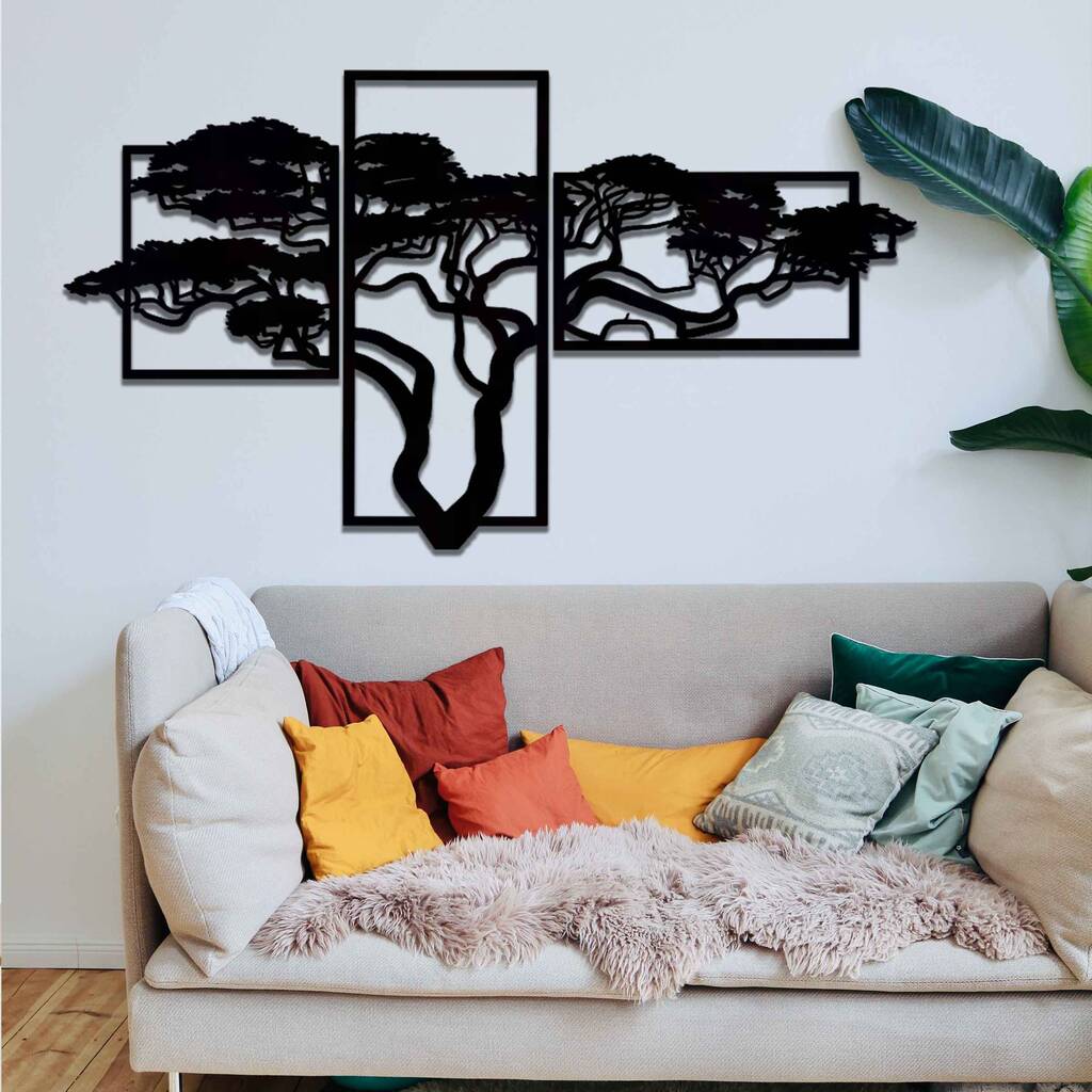 Minimalist Forest Scene Plywood Wall Artwork, 1 of 7