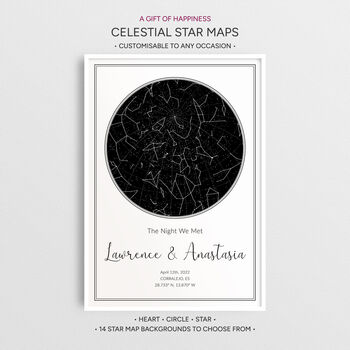 Personalised Star Map Print Classic Circle Design, 2 of 12