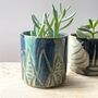 Carved Ceramic Tumbler Plant Pots In Abstract Neutrals, thumbnail 6 of 7