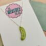 Pickle Charm Necklace / Pickle Girl Aesthetic Jewellery Sparkly Green Resin Snack / Green Glitter Pickle Pendant / Gift For Pickle Lovers, thumbnail 5 of 5