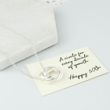 50th Birthday Sterling Silver Ring Necklace, 2 of 5