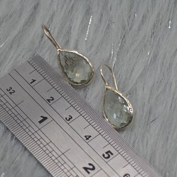 Green Amethyst Teardrop Silver Earrings, 6 of 6