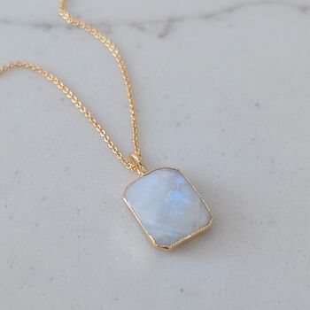 The Rectangle Moonstone Necklace, Gold Plated, 3 of 6