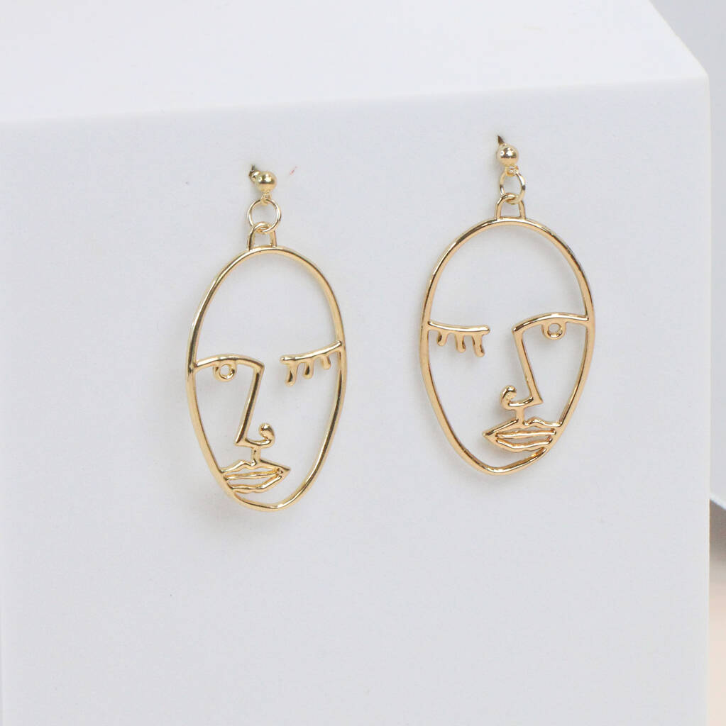 Silver And Gold Plated Abstract Drop Earrings Gift For Friends, 1 of 8