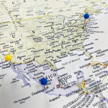 Framed Push Pin Classic World Map – Travel Tracker Canvas Pinboard, 6 of 12
