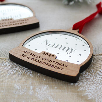 First Christmas As Grandparents Personalised Name Snow Globe Style Bauble, 5 of 8