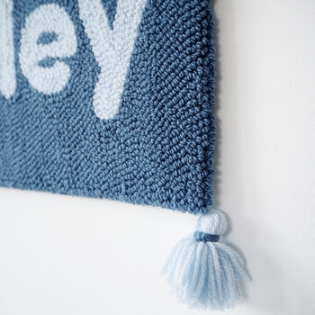 Dusky Blue Custom Wall Hanging For Baby's Nursery, 2 of 5