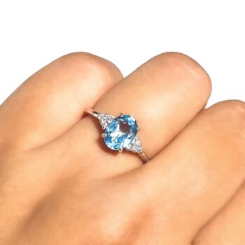 Sky Blue Topaz Ring In Sterling Silver And Gold Vermeil, 2 of 12