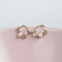 Dainty Baroque Pearl Peridot And Zircon Stud Earrings, thumbnail 2 of 7