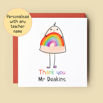 Thank You Teacher Personalised Rainbow Card, 2 of 4